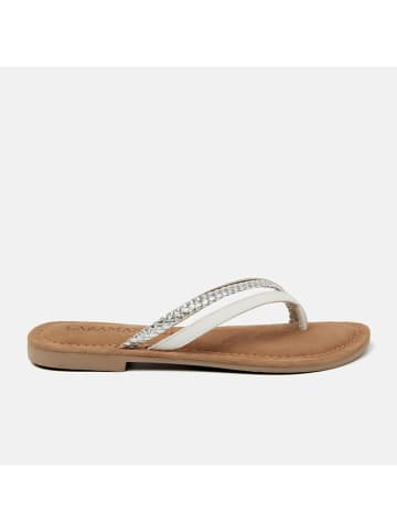 Lazamani Leren teenslippers wit