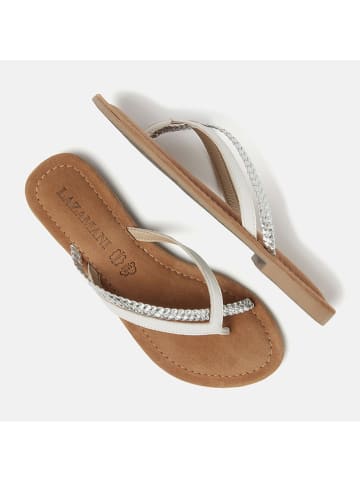Lazamani Leren teenslippers wit