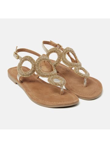 Lazamani Leder-Zehensandalen in Gold