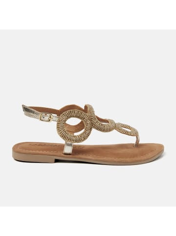 Lazamani Skórzane sandały w kolorze złotym