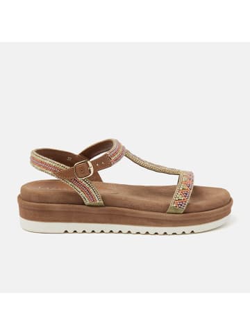 Lazamani Leren haksandalen bruin