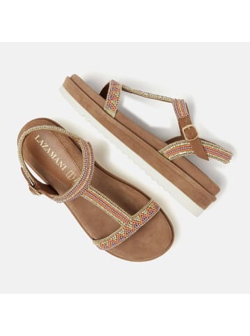 Lazamani Leren haksandalen bruin