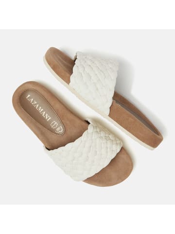 Lazamani Leren slippers wit