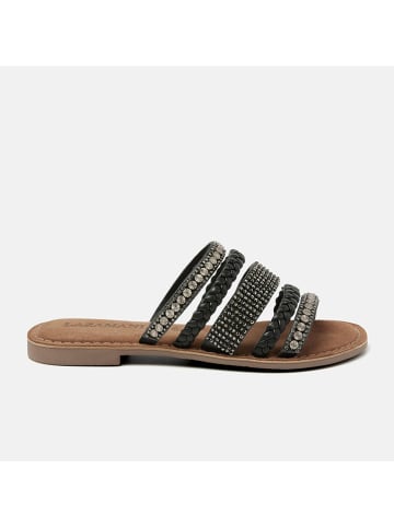 Lazamani Leren slippers zwart