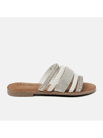 Lazamani Leren slippers wit