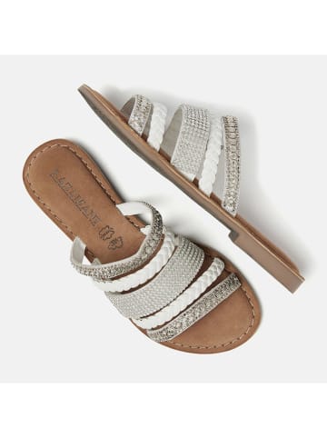 Lazamani Leren slippers wit