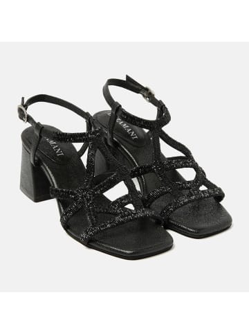 Lazamani Leren haksandalen zwart