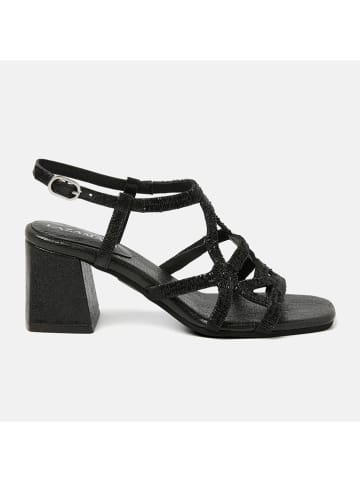 Lazamani Leren haksandalen zwart