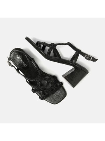Lazamani Leren haksandalen zwart