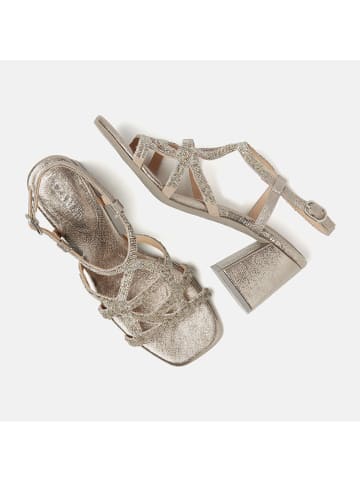 Lazamani Leren haksandalen goudkleurig