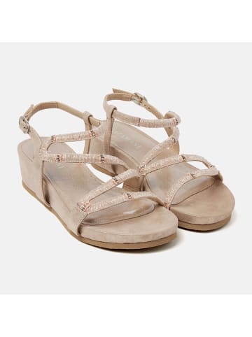 Lazamani Leren sleehaksandalen lichtroze