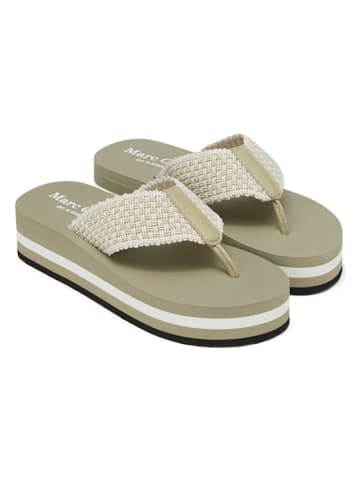 Marc O'Polo Shoes Keilzehentrenner in Khaki/ Weiß