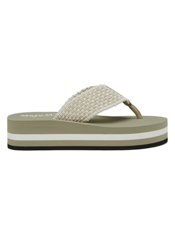 Marc O'Polo Shoes Keilzehentrenner in Khaki/ Weiß