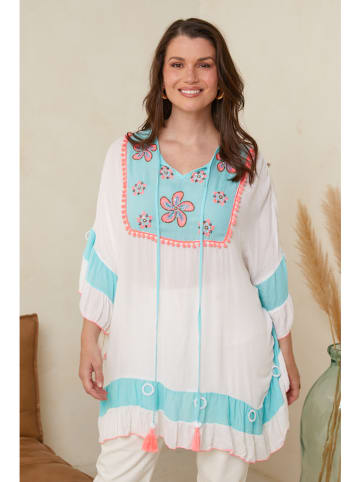 Curvy Lady Tuniek wit/blauw