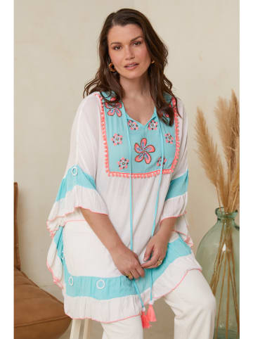 Curvy Lady Tuniek wit/blauw