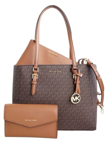 Michael Kors Leder-Shopper in Dunkelbraun - (B)40 x (H)34 x (T)13 cm