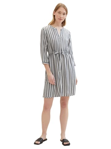 Tom Tailor Kleid in Dunkelblau/ Weiß
