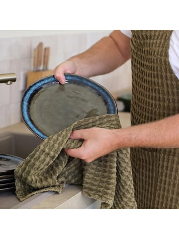Ogo Living 6er-Set: Speiseteller "Certaldo" in Khaki/ Dunkelblau - Ø 27 cm