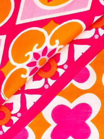 Zwillingsherz Dreieckstuch "Grafischer Mustermix" in Pink/ Orange - (L)200 x (B)90 cm