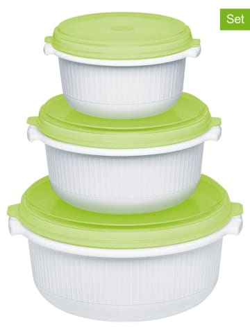 Emsa 3er-Set: Mikrowellendosen "Micro Family" in Weiß/ Grün