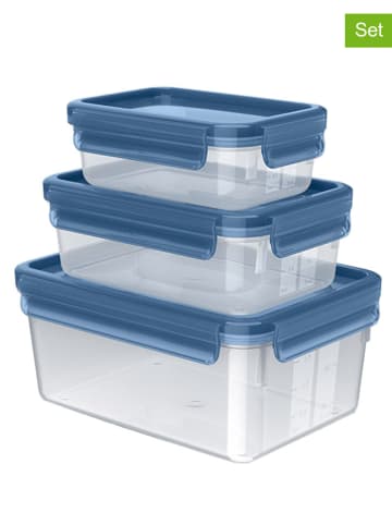 Emsa 3er-Set: Frischhaltedosen "Clip & Close Eco" in Blau