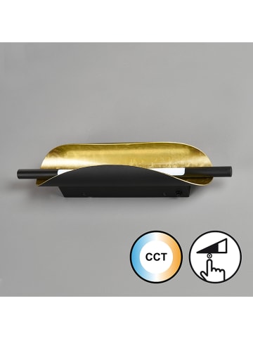 FISCHER & HONSEL Ledwandlamp "Skal" zwart/goudkleurig - (B)42 x (H)8 cm