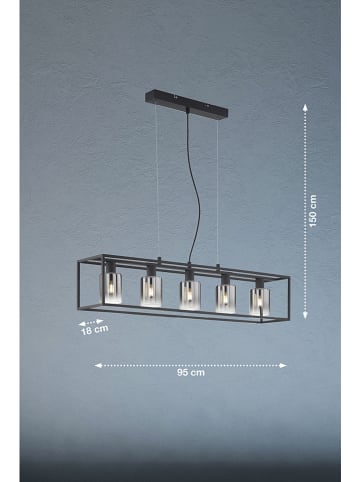 FISCHER & HONSEL Hanglamp zwart/grijs - (B)95 x (H)18 cm