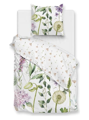 Zo!Home Renforcé beddengoedset "Dandelion" wit/groen/lichtroze