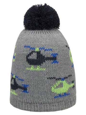 Döll Muts met pompon grijs/meerkleurig