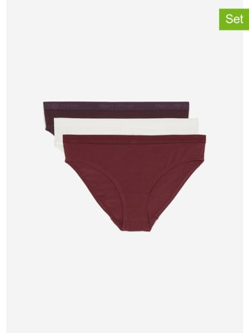Marc O´Polo 3er-Set: Slips in Bordeaux/ Weiß/ Aubergine
