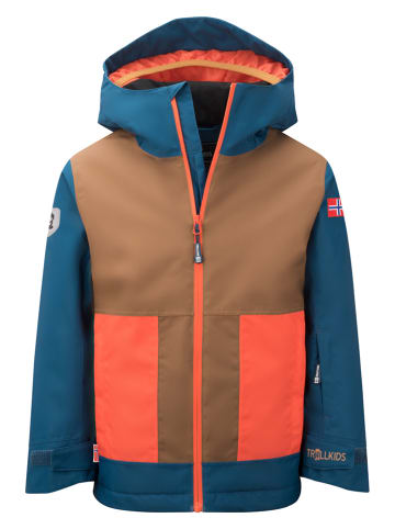 Trollkids Ski-/ Snowboardjacke "Rauland" in Hellbraun/ Blau
