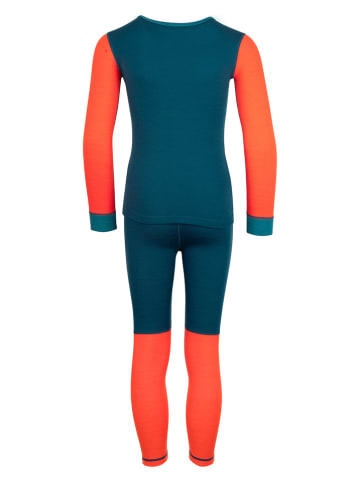 Trollkids 2tlg. Funktionswäscheset "Merino" in Türkis/ Orange