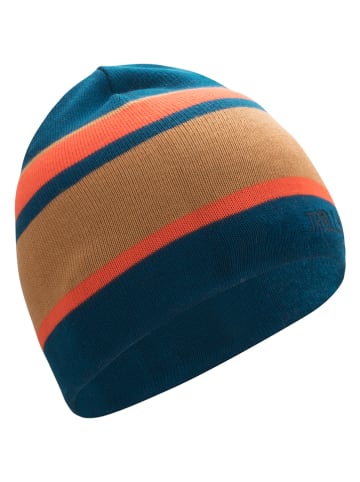 Trollkids Beanie "Nordland" in Blau/ Hellbraun