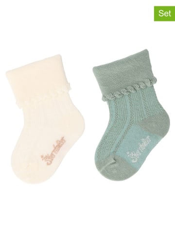 Sterntaler 2er-Set: Babysocken in Grün/ Creme