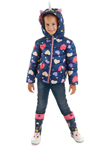 Denokids Doorgestikte jas "Unicorn" donkerblauw
