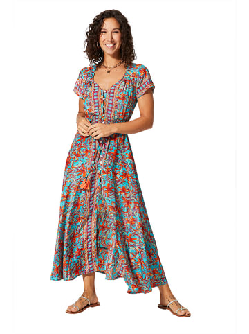 Aller Simplement Jurk turquoise/oranje