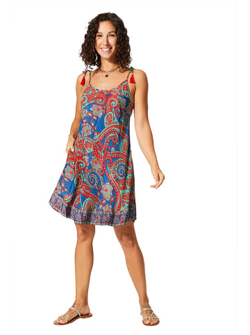 Aller Simplement Kleid in Blau/ Rot/ Türkis