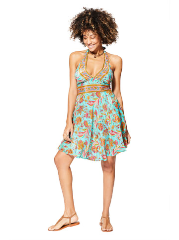 Aller Simplement Jurk turquoise/oranje