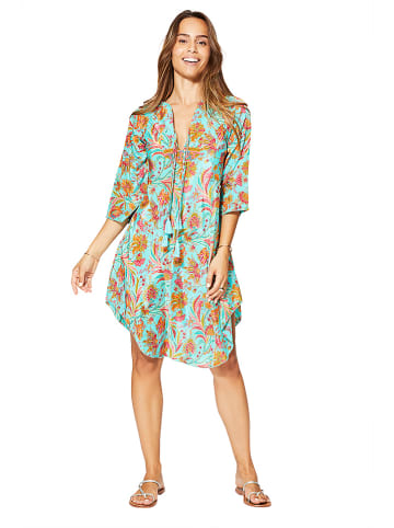 Aller Simplement Jurk turquoise/oranje