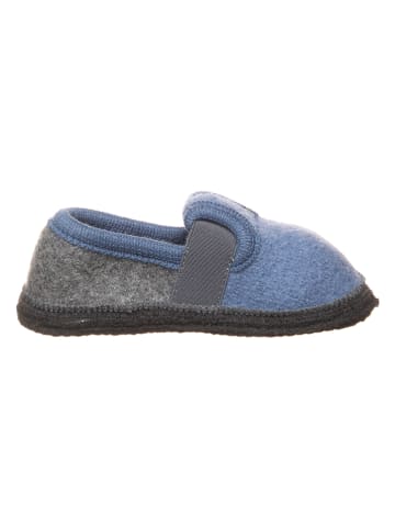 lamino Hausschuhe "Bobby" in Blau/ Grau