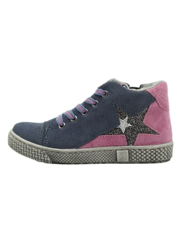 lamino Leren sneakers donkerblauw/roze