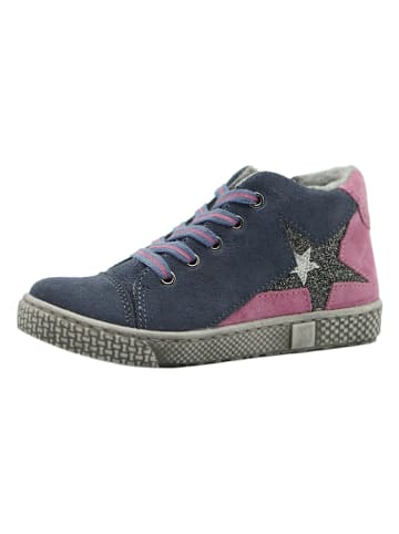 lamino Leren sneakers donkerblauw/roze