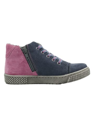 lamino Leren sneakers donkerblauw/roze