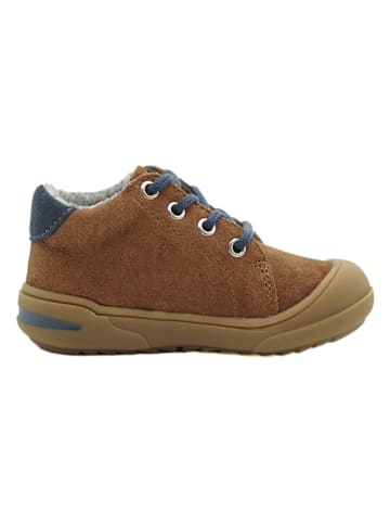 lamino Leren sneakers lichtbruin