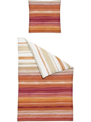 Bierbaum Seersucker beddengoedset oranje/rood