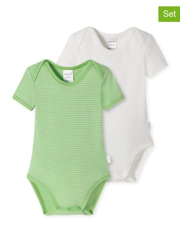Schiesser 2er-Set: Bodys in Weiß/ Grün