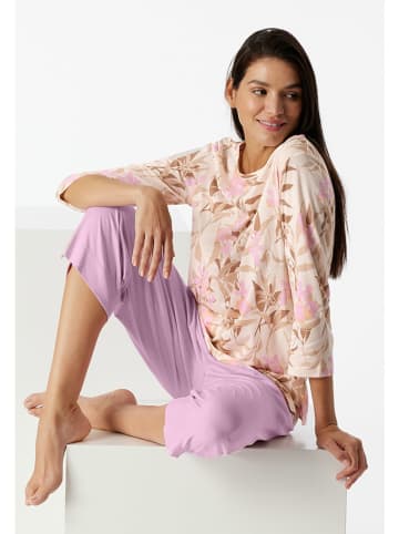 Schiesser Pyjama in Sand/ Rosa