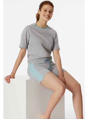 Schiesser Pyjama in Hellgrau/ Hellblau