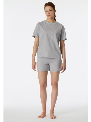 Schiesser Pyjama in Hellgrau/ Hellblau