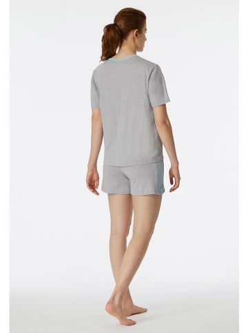 Schiesser Pyjama in Hellgrau/ Hellblau